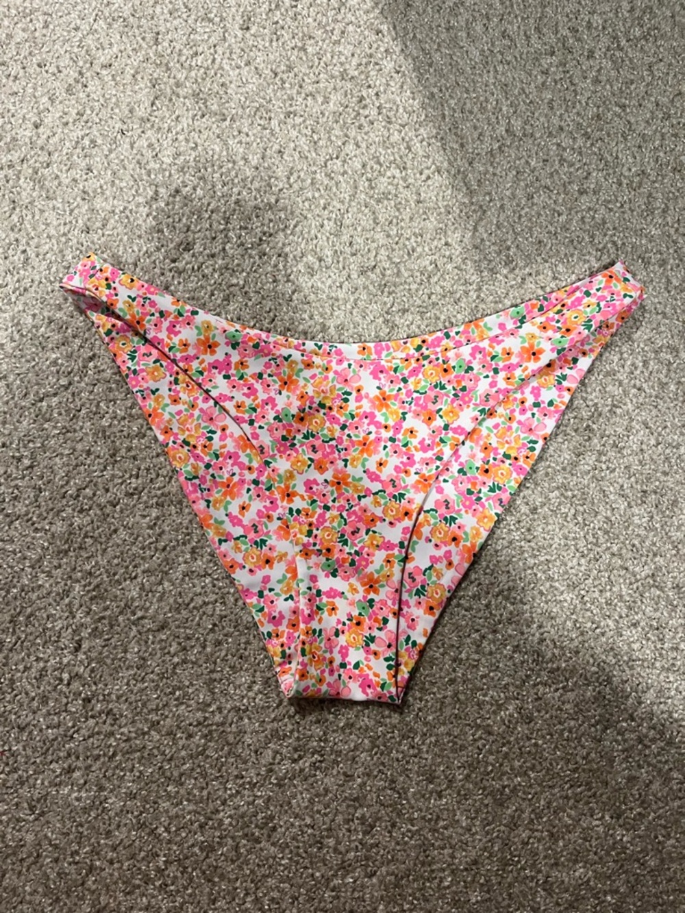 Kulani Kinis Pink Floral Bikini Bottoms with Orange and Green Accents